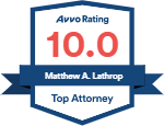 Logo Recognizing Law Office of Matthew A. Lathrop, PC, LLO's affiliation with AVVO Ten Point Zero
